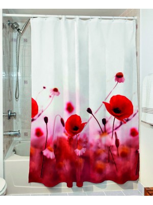 Shower Curtain Poppies Art 3067 190×180 Red